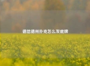 德信德州扑克怎么发底牌